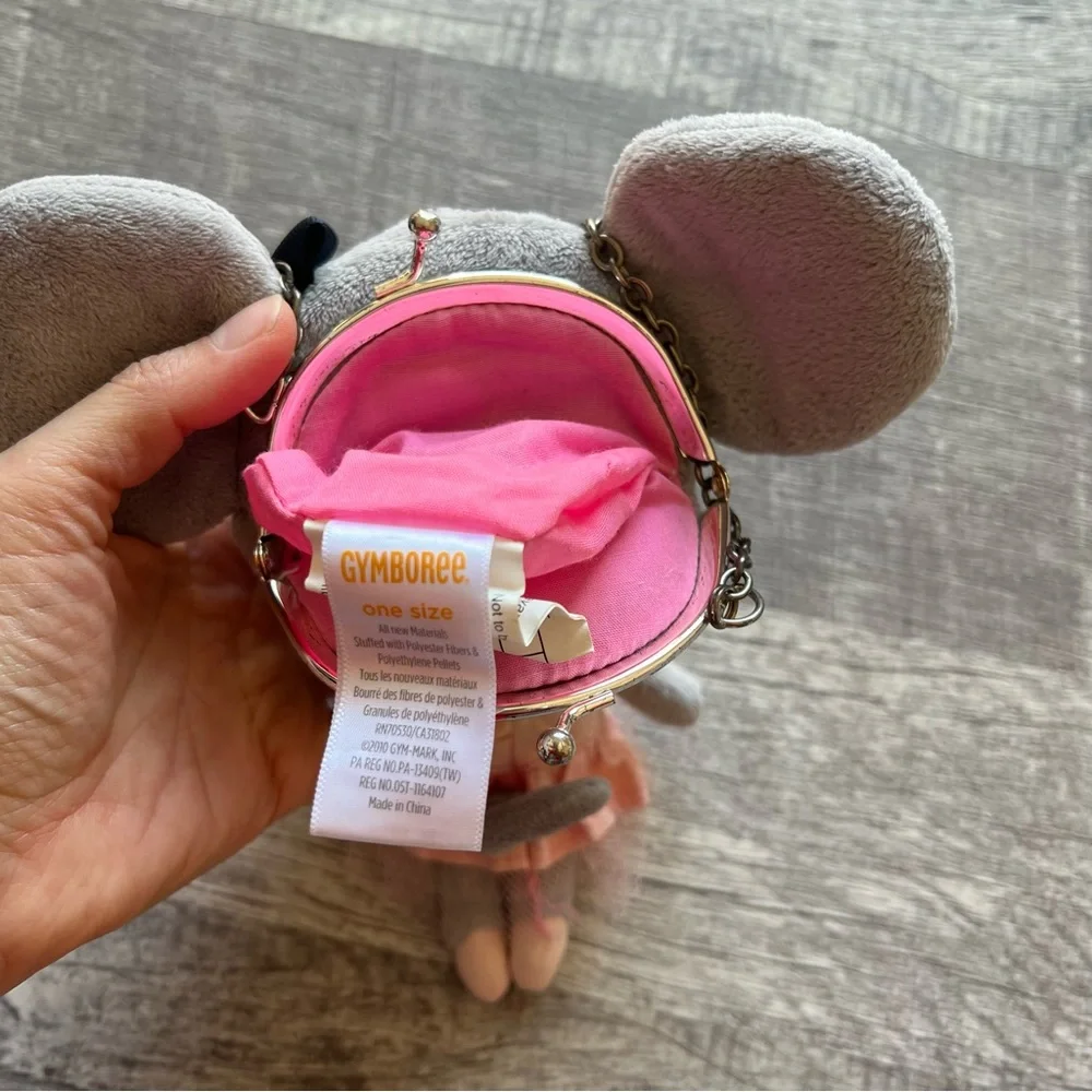 Gymboree Purse Plush Stuffed Animal Mouse Gray Pink Ballerina Tutu Girls Toy Bow